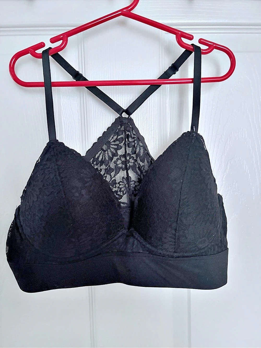 Pink Black Lace Bralette